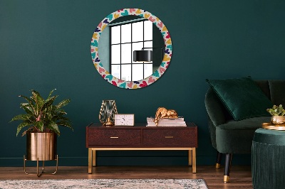 Round mirror printed frame Colorful hearts