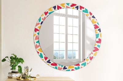 Round mirror printed frame Colorful hearts