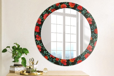 Round mirror decor Red poppy