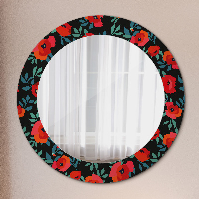 Round mirror decor Red poppy