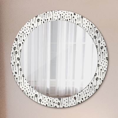 Round decorative wall mirror Floral drawing