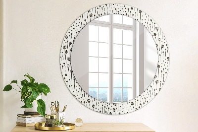 Round decorative wall mirror Floral drawing