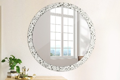 Round decorative wall mirror Floral drawing