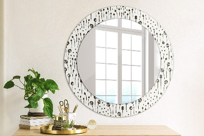 Round decorative wall mirror Floral drawing