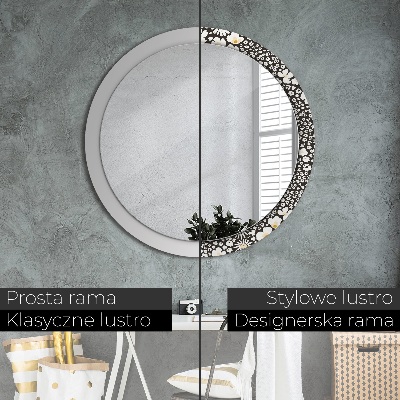 Round decorative wall mirror Ivory daisies