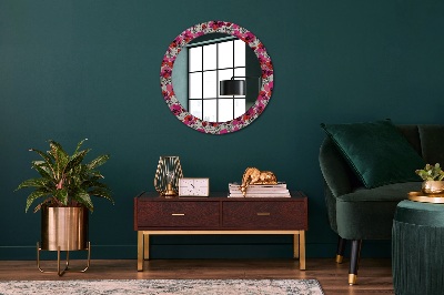 Round decorative wall mirror Rosy poppies