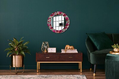 Round decorative wall mirror Rosy poppies