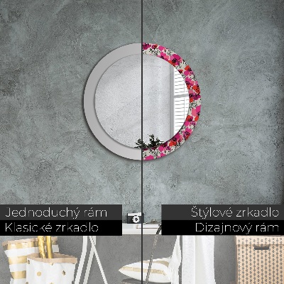 Round decorative wall mirror Rosy poppies