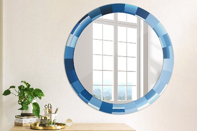 Round decorative wall mirror Blue abstract