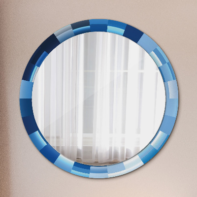 Round decorative wall mirror Blue abstract