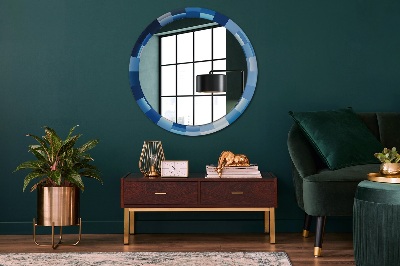 Round decorative wall mirror Blue abstract