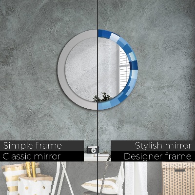 Round decorative wall mirror Blue abstract