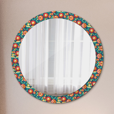 Round decorative wall mirror Geometric fruits and leaves