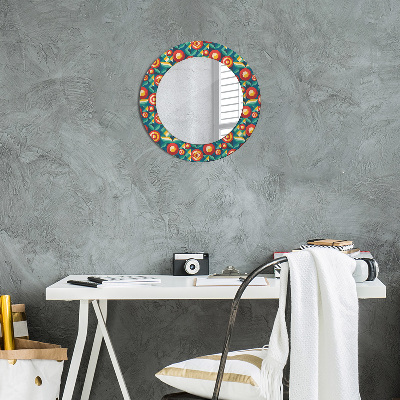 Round decorative wall mirror Geometric fruits and leaves