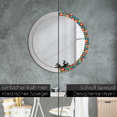 Round decorative wall mirror Geometric fruits and leaves