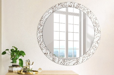 Round decorative wall mirror Linear art