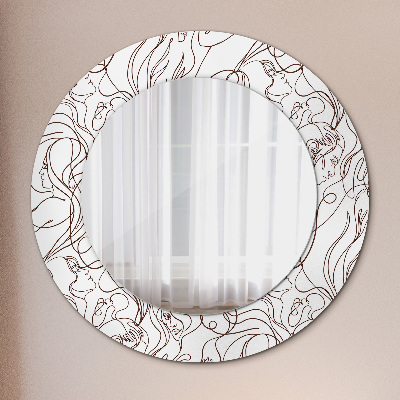 Round decorative wall mirror Linear art