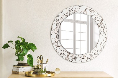 Round decorative wall mirror Linear art