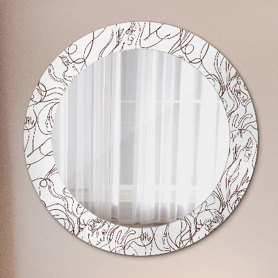 Round decorative wall mirror Linear art