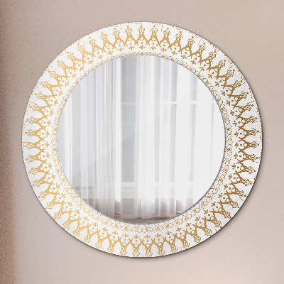 Round mirror printed frame Indian mandala