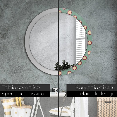 Round mirror printed frame Circles dots