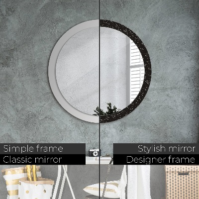 Round mirror printed frame Chaotic dots