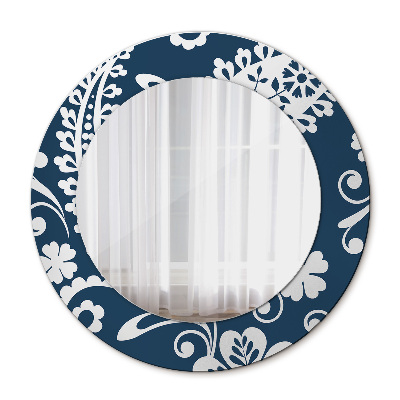 Round mirror printed frame Paisley composition