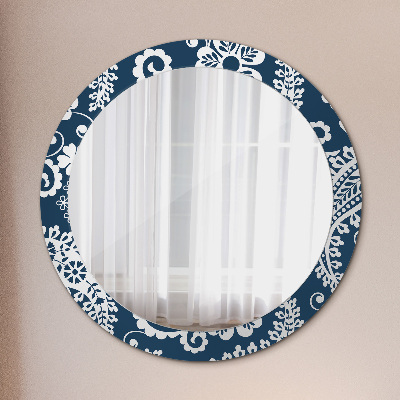 Round mirror printed frame Paisley composition