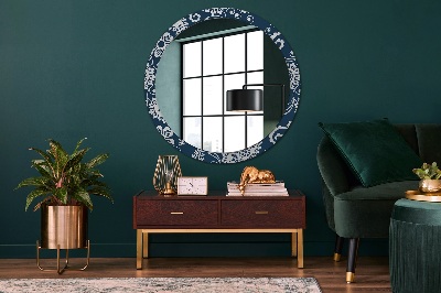 Round mirror printed frame Paisley composition