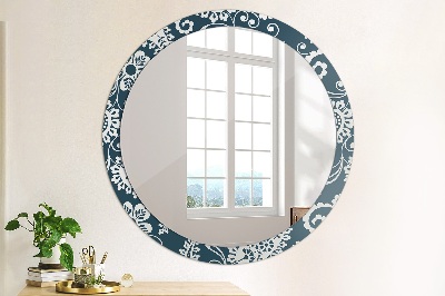 Round mirror printed frame Paisley composition