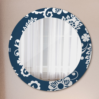 Round mirror printed frame Paisley composition