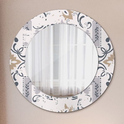 Round mirror printed frame Retro tiles