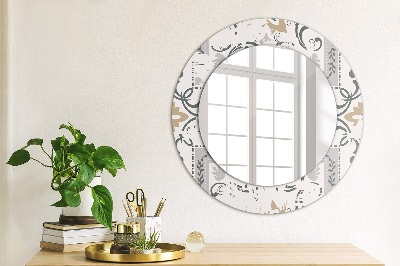 Round mirror printed frame Retro tiles