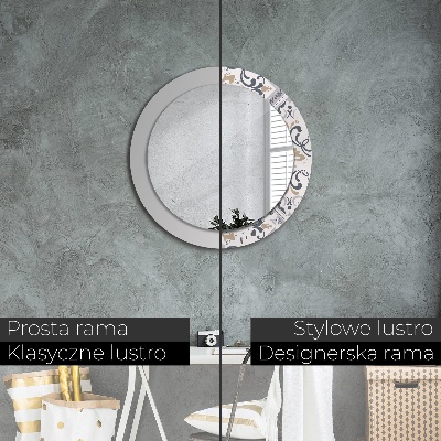 Round mirror printed frame Retro tiles