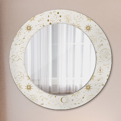 Round mirror printed frame Mystical esoteric pattern