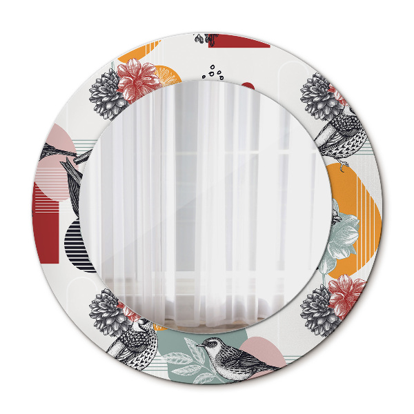 Round mirror decor Abstraction with birds