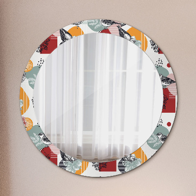 Round mirror decor Abstraction with birds