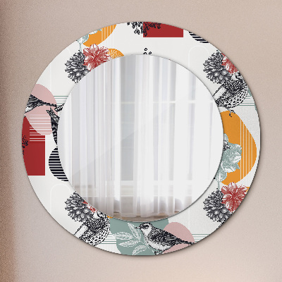 Round mirror decor Abstraction with birds