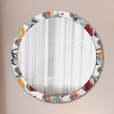 Round mirror decor Abstraction with birds