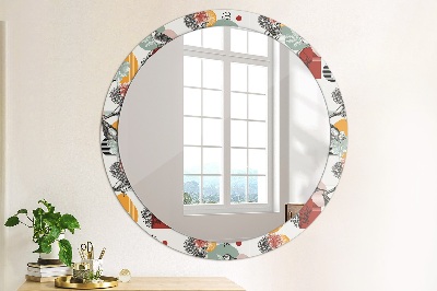 Round mirror decor Abstraction with birds