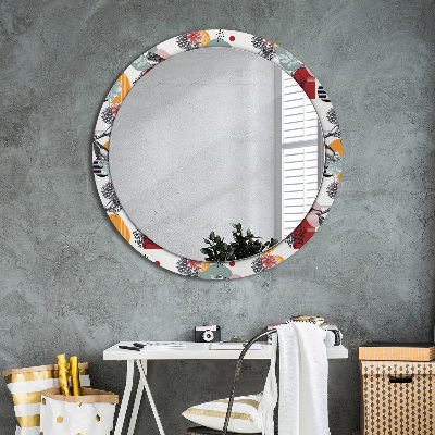 Round mirror decor Abstraction with birds