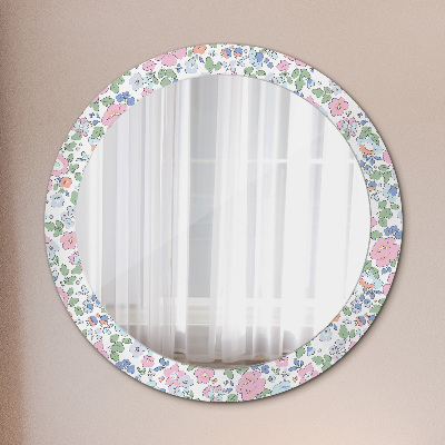 Round mirror decor Gentle flowers