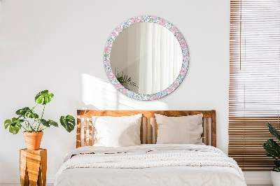 Round mirror decor Gentle flowers