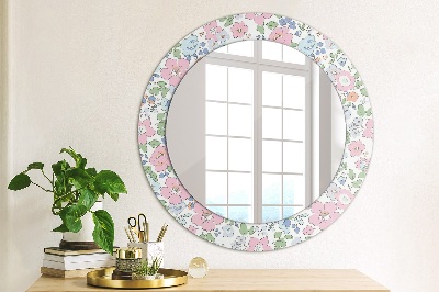 Round mirror decor Gentle flowers