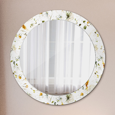 Round mirror decor Field flowers