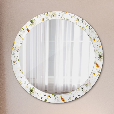 Round mirror decor Field flowers