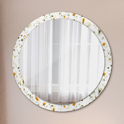 Round mirror decor Field flowers