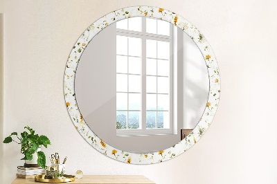 Round mirror decor Field flowers