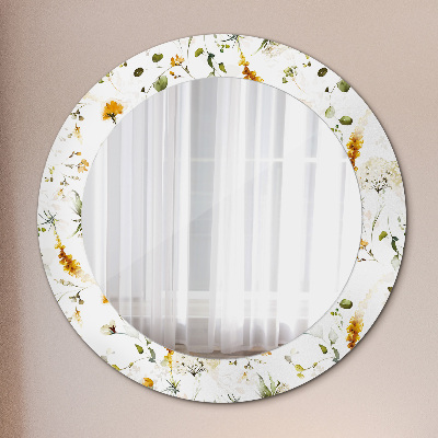 Round mirror decor Field flowers