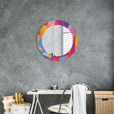 Round mirror printed frame Geometric composition